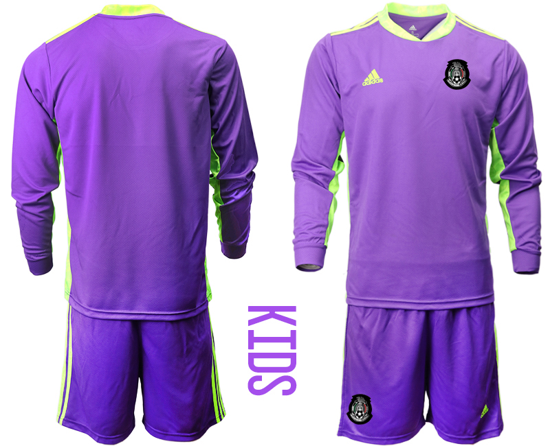 Cheap Youth 2020-2021 Season National team Mexico goalkeeper Long sleeve purple Soccer Jersey